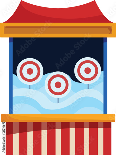 Shooting gallery booth at amusement park or funfair featuring targets for visitors to test their aiming skills