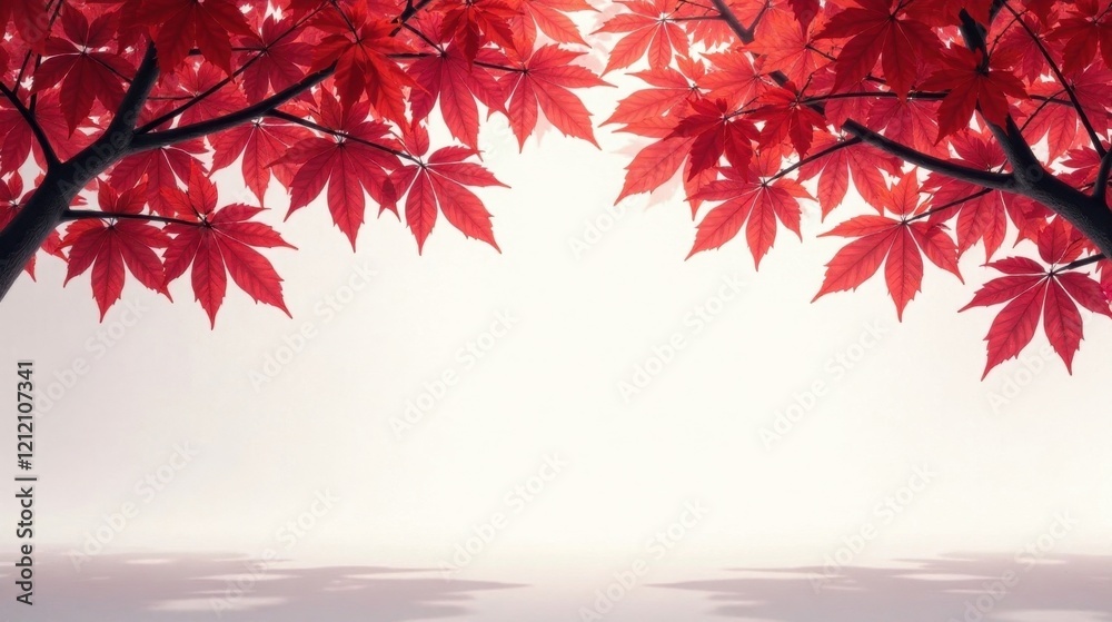 Crimson Maple Leaves Frame a Pristine White Background, Perfect for Elegant Design and Seasonal Projects Crimson Maple Leaves Frame a Pristine White Background, Perfect for Elegant Design and Seasonal Projects