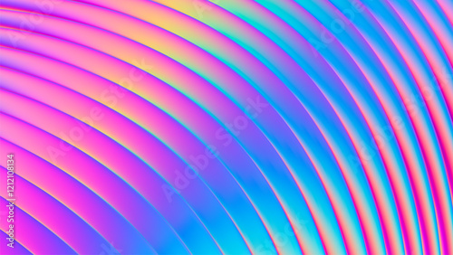 Futuristic ribbed texture with vibrant neon gradient colors and flowing wavy shapes. Abstract neon ribbed gradient texture. Bold dynamic design blending radiant neon tones for modern visual projects