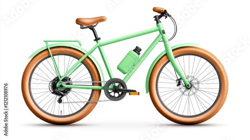 Classic Green City Bicycle Isolated on White. Generative AI photo