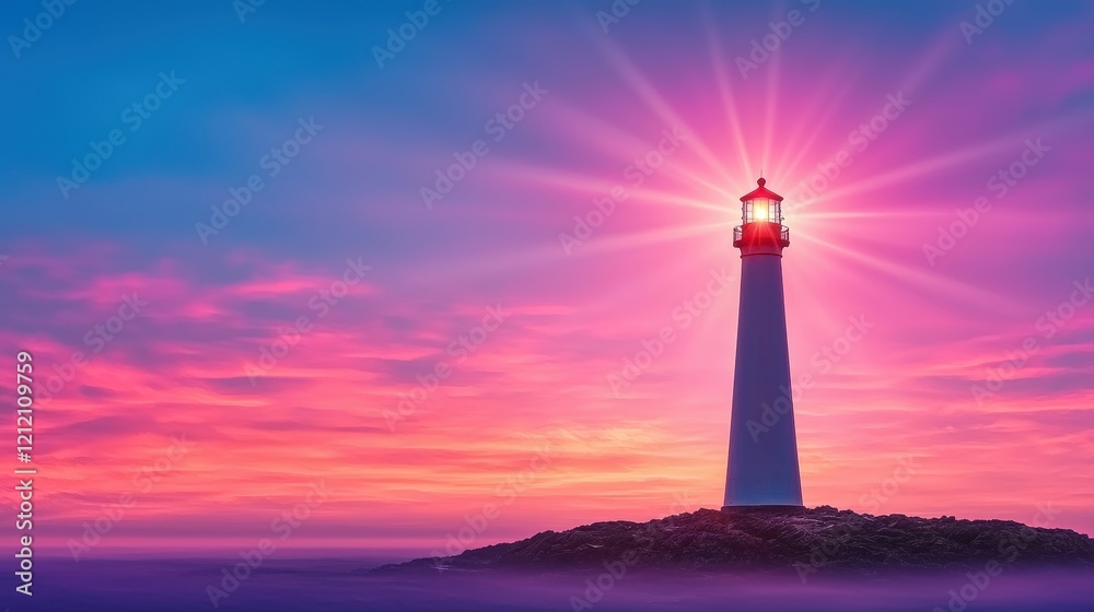 Lighthouse Sunset Radiance: A majestic lighthouse stands tall, its beacon casting a radiant light against a vibrant sunset sky, symbolizing hope, guidance, and the enduring power of light. Lighthouse Sunset Radiance: A majestic lighthouse stands tall, its beacon casting a radiant light against a vibrant sunset sky, symbolizing hope, guidance, and the enduring power of light.