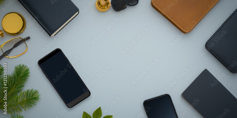 Elegant Workspace Arrangement with Modern Accessories Elegant Workspace Arrangement with Modern Accessories