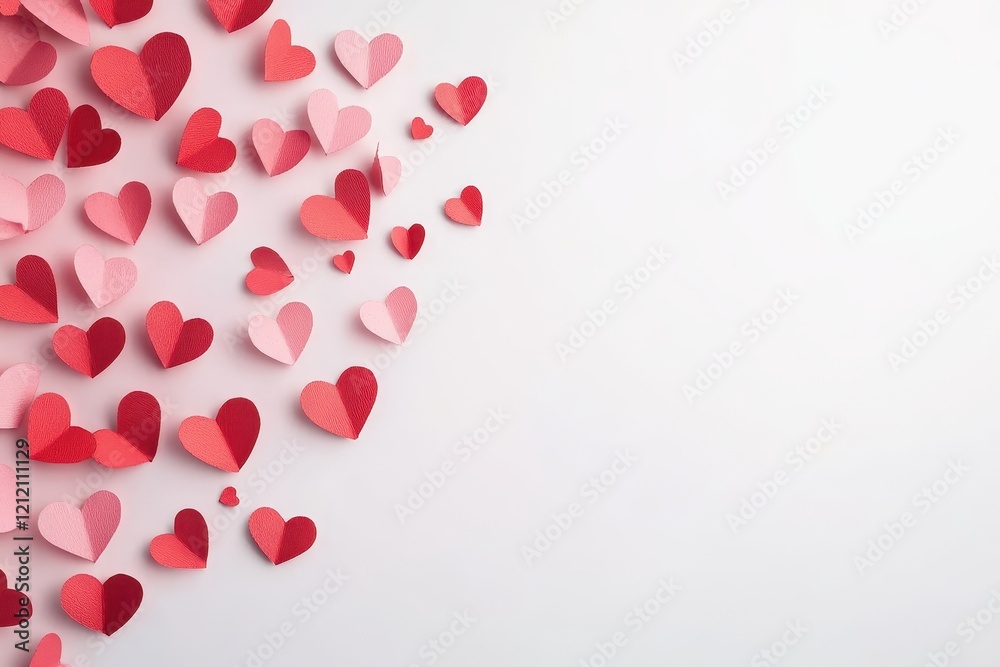 Festive Paper Hearts on White Background for Valentine's Day or Wedding Festive Paper Hearts on White Background for Valentine's Day or Wedding