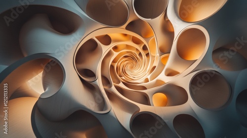 Abstract golden spiral design with intricate patterns