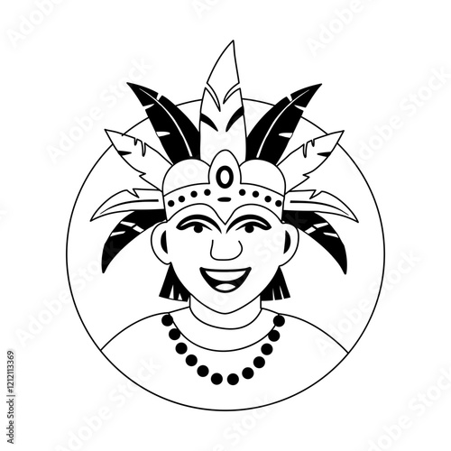 A glyph illustration of smiling carnival performer character 