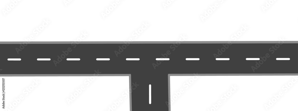 Fototapeta premium Highway intersection vector illustration, Asphalt road lane isolated on white background