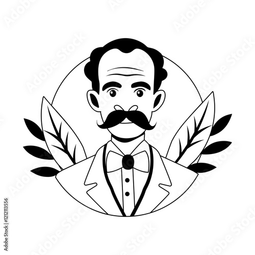 A glyph illustration of mexican cuban poet 