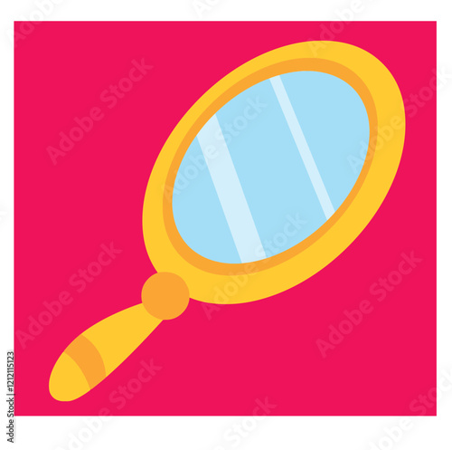 Cute cartoon hand drawn vector hand mirror clipart.