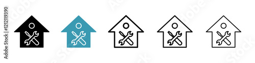 Home repair icons pack in black and blue colors