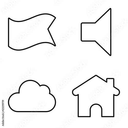 Simple Shapes Flat Icon Set Isolated On White Background