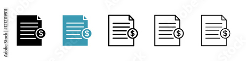 Invoice icons pack in black and blue colors