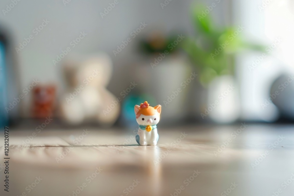 Miniature toy at table with white background. Miniature toy at table with white background.