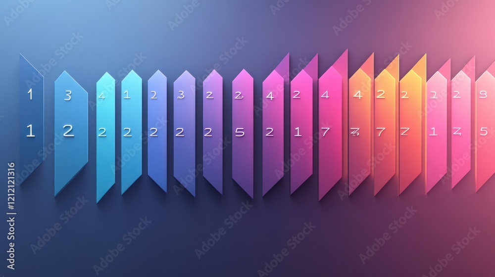 A gradient bar chart displaying numerical data in a visually appealing format.