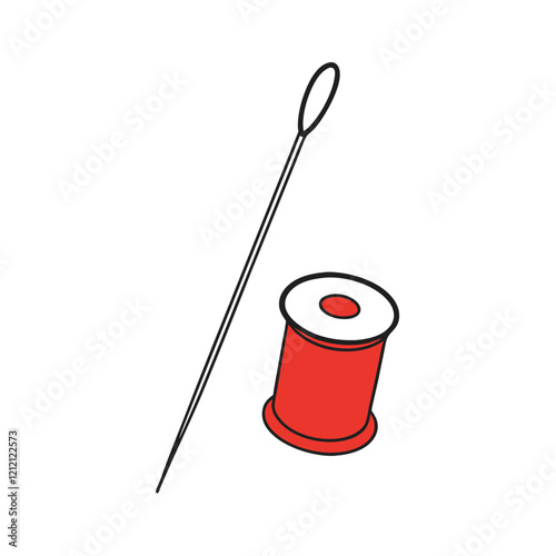 needle and thread isolated on white vector illustration