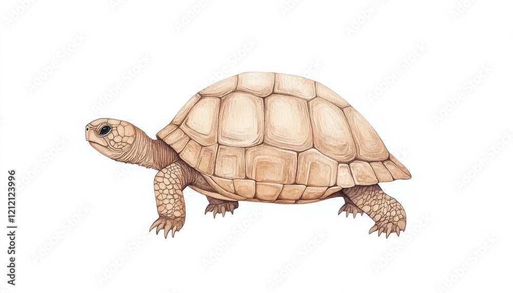 Fototapeta premium Detailed illustration of a tortoise showcasing its unique shell and features against a plain background