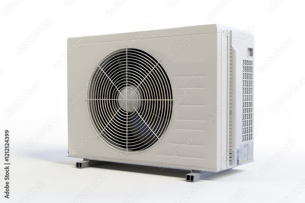 An outdoor air conditioning unit designed for cooling and ventilation. isolated on white background An outdoor air conditioning unit designed for cooling and ventilation. isolated on white background