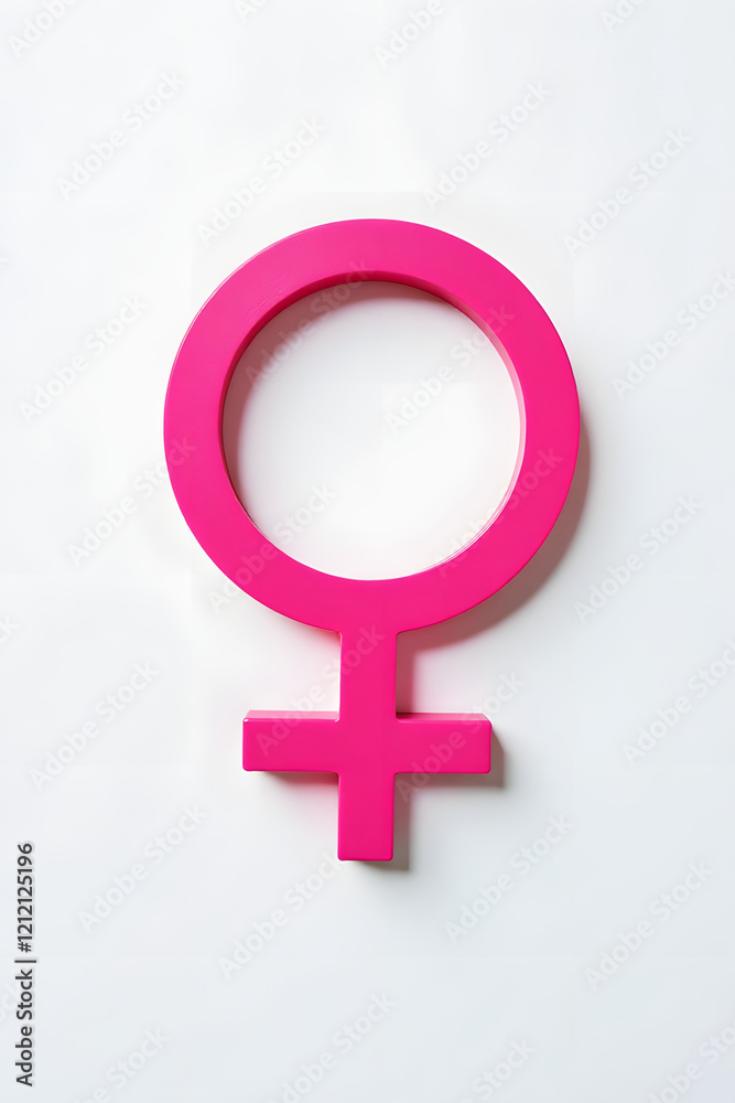 Bright pink female symbol on white background with copy space
Bright pink female symbol on white background with copy space