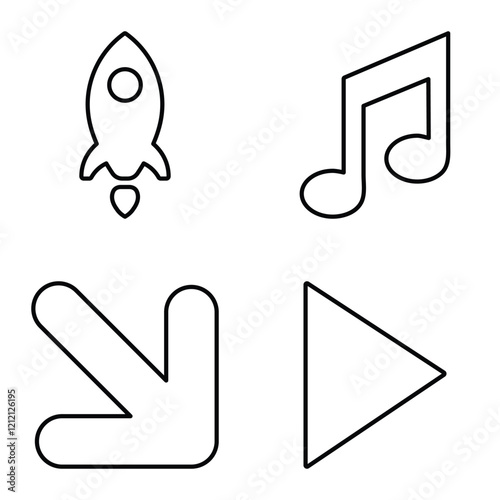 Simple Shapes Flat Icon Set Isolated On White Background