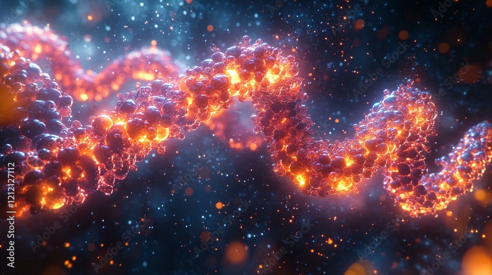 A visual depiction of the double helix DNA structure inside a cell, with the cell's nucleus glowing softly around it. 63 A visual depiction of the double helix DNA structure inside a cell, with the cell's nucleus glowing softly around it. 63