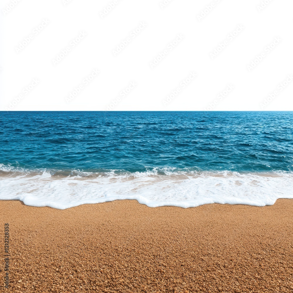 Serene Beach Scene with Soft Waves and Clear Sky Serene Beach Scene with Soft Waves and Clear Sky