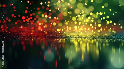 Abstract Red Yellow Green Bokeh Glitter Background