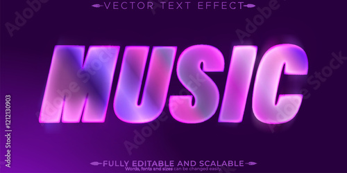 Music club text effect, editable party and disco text style