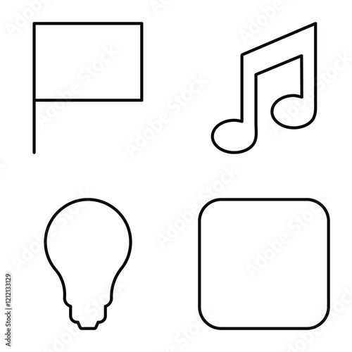 Simple Shapes Flat Icon Set Isolated On White Background