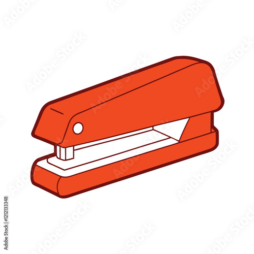 red stapler isolated on white vector illustration