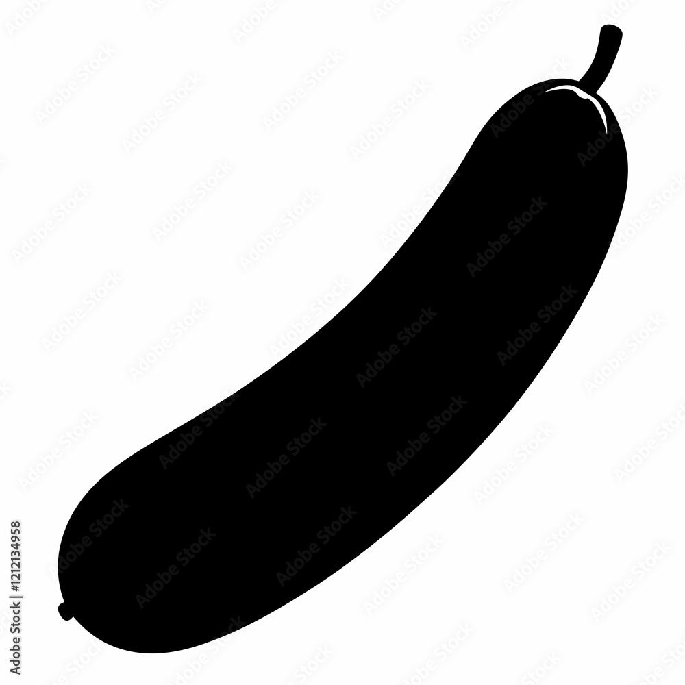 Stylized Cucumber Outline in Black Vector Stylized Cucumber Outline in Black Vector