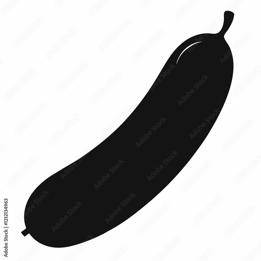 Stylized Cucumber Outline in Black Vector Stylized Cucumber Outline in Black Vector