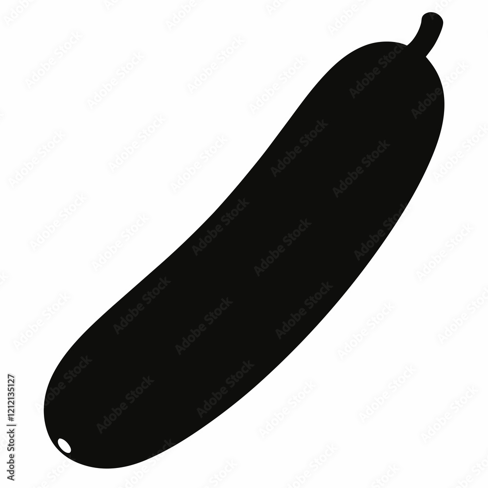 Stylized Cucumber Outline in Black Vector Stylized Cucumber Outline in Black Vector