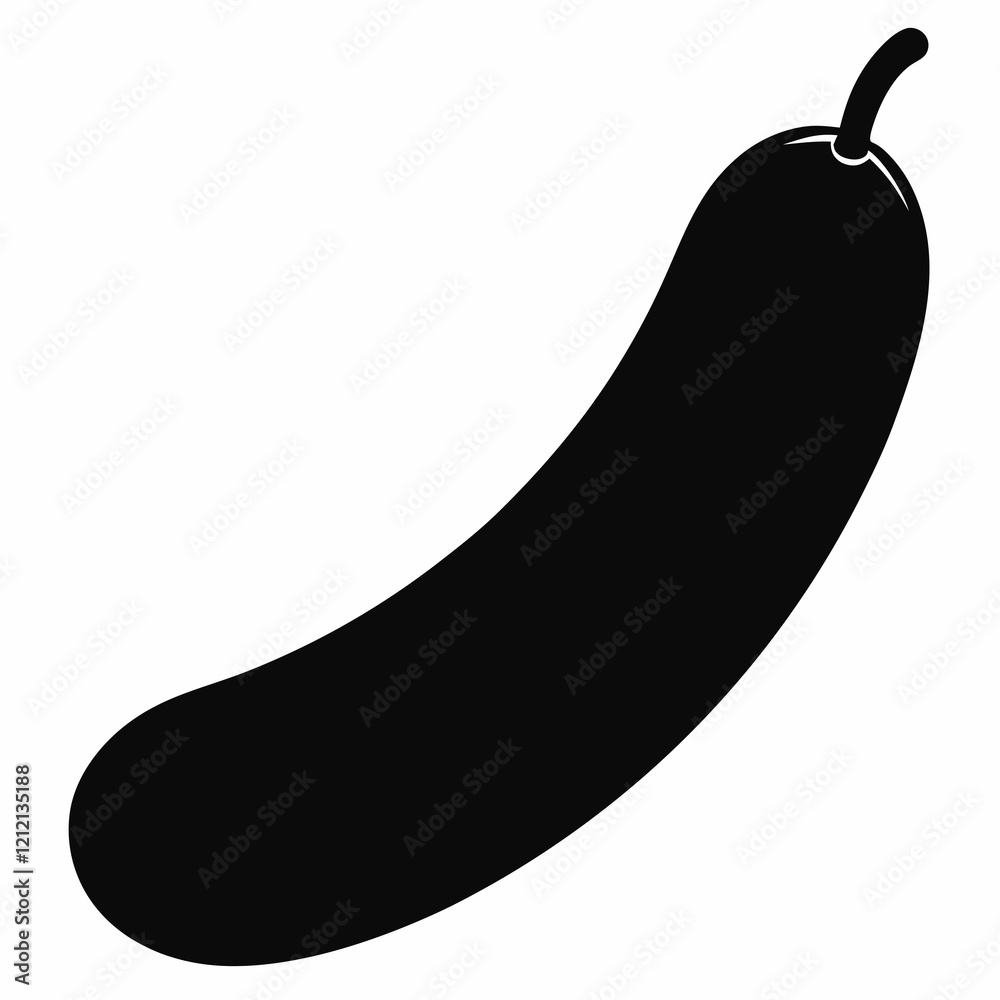 Stylized Cucumber Outline in Black Vector Stylized Cucumber Outline in Black Vector