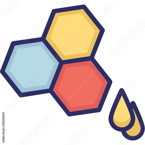 Honeycomb Vector Icon Set with Transparent Background