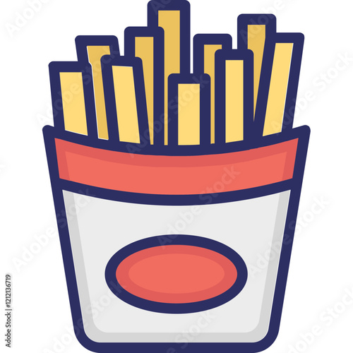 French Fries Vector Icon Set with Transparent Background