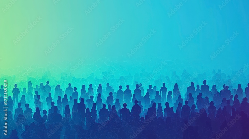 This soft gradient artwork portrays a multitude of silhouetted figures, embodying the essence of a crowd and the collective spirit of humanity, evoking emotional depth. This soft gradient artwork portrays a multitude of silhouetted figures, embodying the essence of a crowd and the collective spirit of humanity, evoking emotional depth.