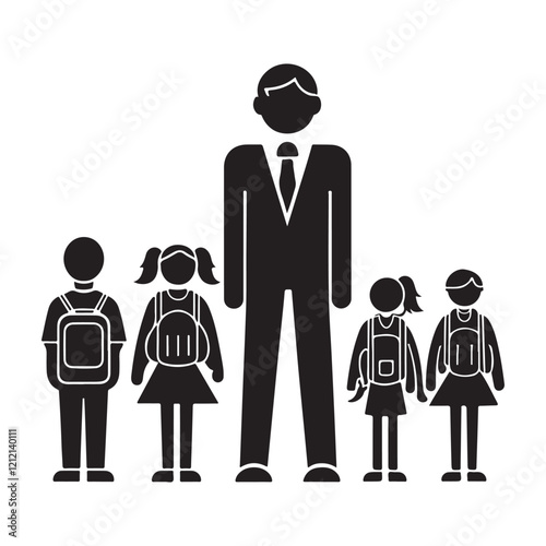 Man girl students classmates pictogram icon silhouette vector.