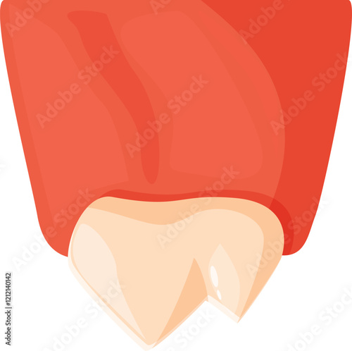 Cartoon illustration of a broken tooth with inflamed gums, highlighting dental problems and the importance of oral hygiene