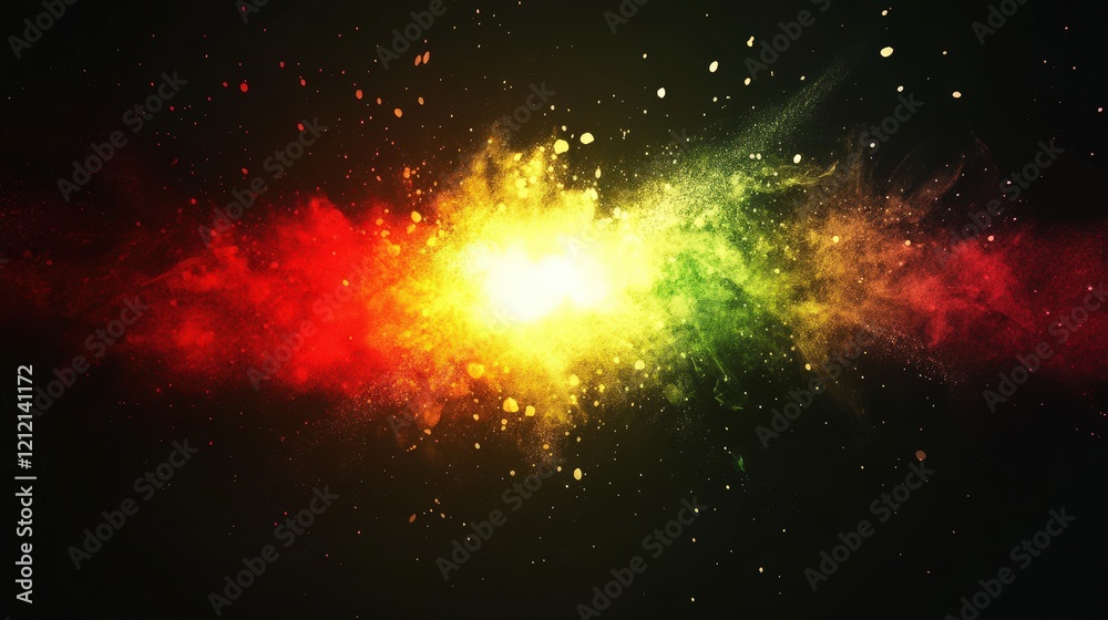Obraz premium Vibrant Red Yellow Green Powder Explosion Abstract Art