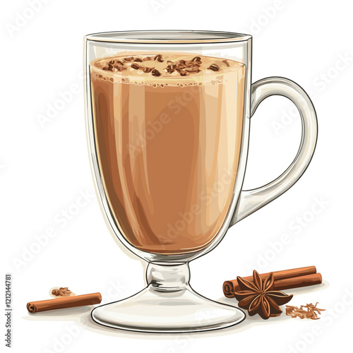 Masala Chai Illustration with Spices