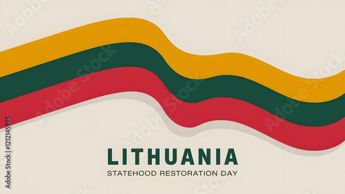 Lithuania Statehood Restoration Day 16 February flag ribbon vector poster photo