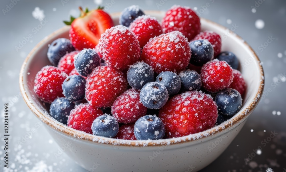 Vibrant berries dusted with snow Vibrant berries dusted with snow