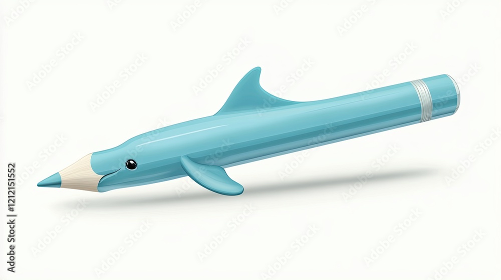 A Cute Dolphin Shaped Pencil Soars Through The Air A Cute Dolphin Shaped Pencil Soars Through The Air