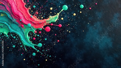 Dynamic Splash of Vivid Hues on a Dark Background An Abstract Masterpiece