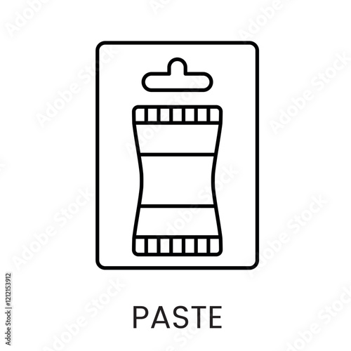 A tube in vector placed on a card, representing packaged products, with an editable stroke
