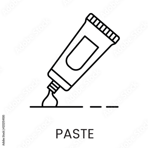 An open tube icon in vector, showing paste being squeezed out, with an editable stroke