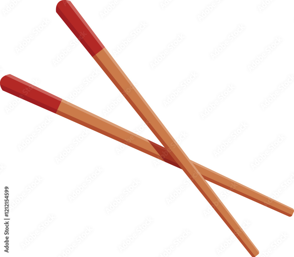 Red tipped chopsticks crossing, representing asian cuisine and dining traditions Red tipped chopsticks crossing, representing asian cuisine and dining traditions