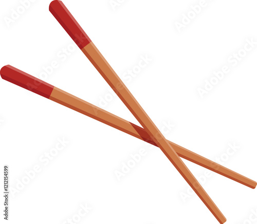 Red tipped chopsticks crossing, representing asian cuisine and dining traditions