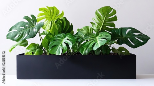 Monstera Deliciosa Plant in Black Planter - Biophilic design