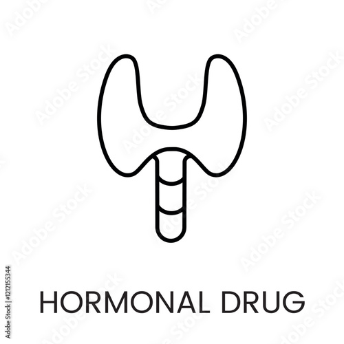 A thyroid gland icon in vector, representing hormonal health or medical care, with an editable stroke