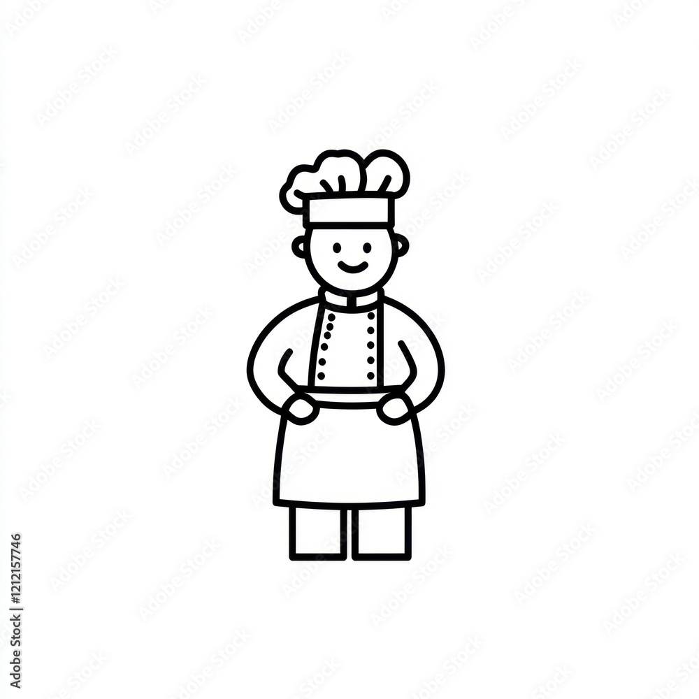 Smiling chef icon, simple style, illustration Smiling chef icon, simple style, illustration